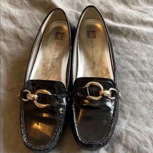 Anne Klein Patent Leather Loafers w Buckle
